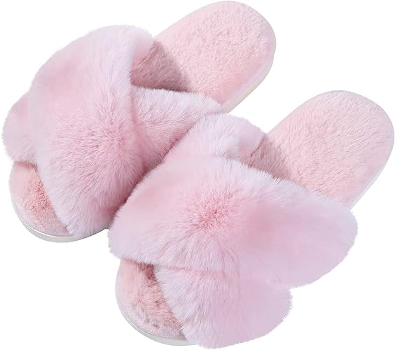 Women's Fuzzy Slippers, House Slippers, Open Toe Slippers Women's Fuzzy Slippers, House Slippers, Open Toe Slippers